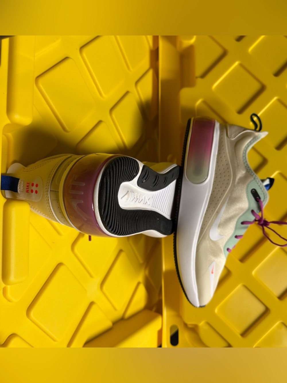 Nike women Cream Sneakers with Pink and Teal Accents
